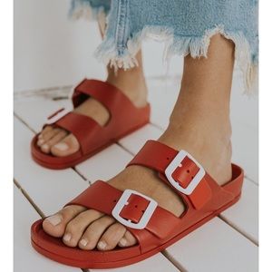 ROOLEE Luanne Buckle Slides in RED - SIZE 9